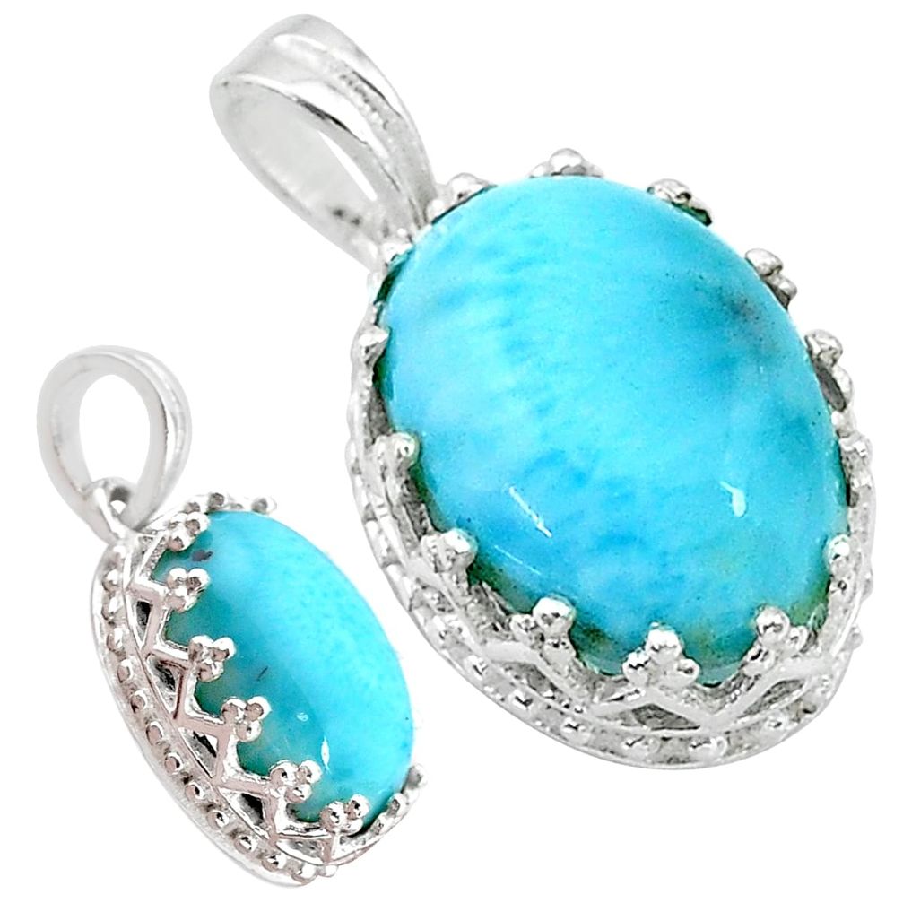 5.87cts natural blue larimar 925 sterling silver pendant jewelry t20491