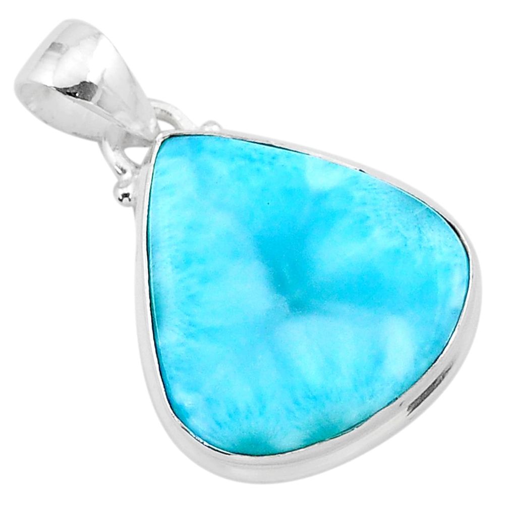 14.23cts natural blue larimar 925 sterling silver pendant jewelry t24388