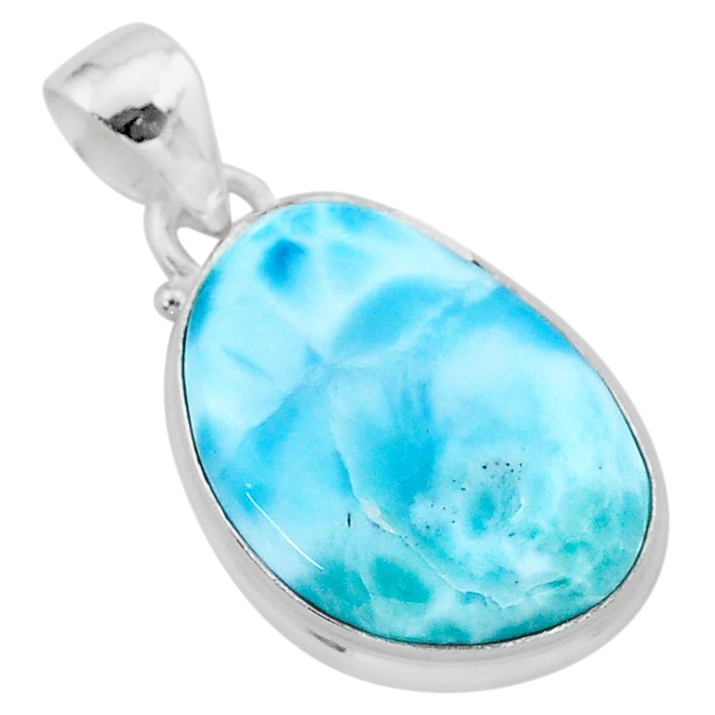 14.14cts natural blue larimar 925 sterling silver pendant jewelry t24456