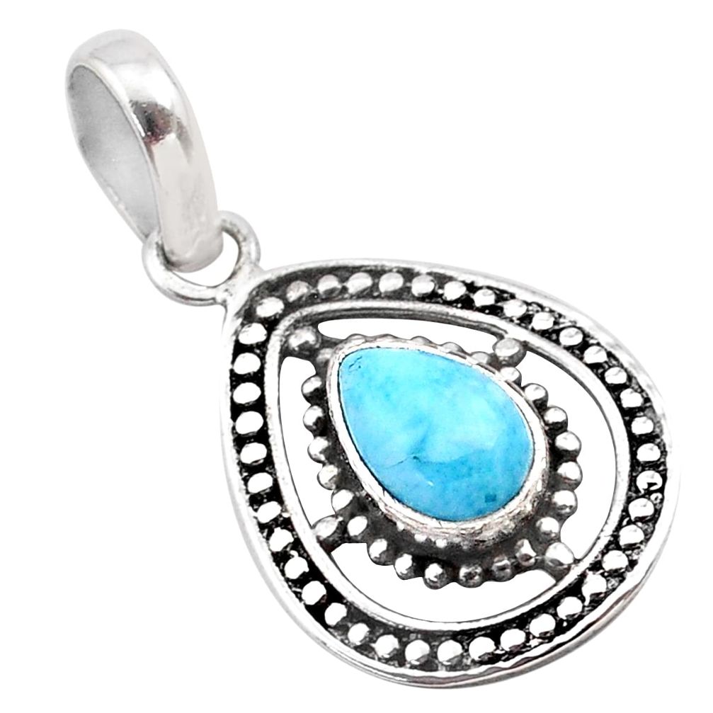 2.72cts natural blue larimar 925 sterling silver pendant jewelry t28325