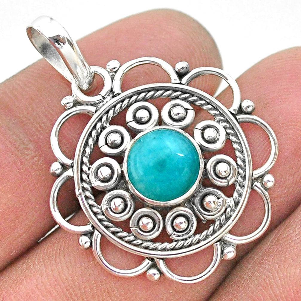 2.86cts natural blue larimar 925 sterling silver pendant jewelry t32749