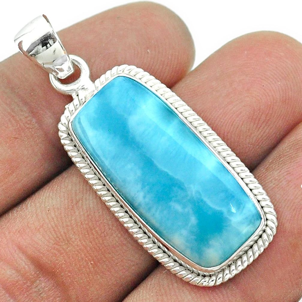 18.89cts natural blue larimar 925 sterling silver pendant jewelry t56470