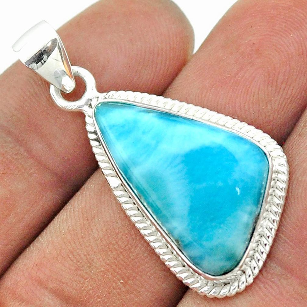 16.87cts natural blue larimar 925 sterling silver pendant jewelry t56515