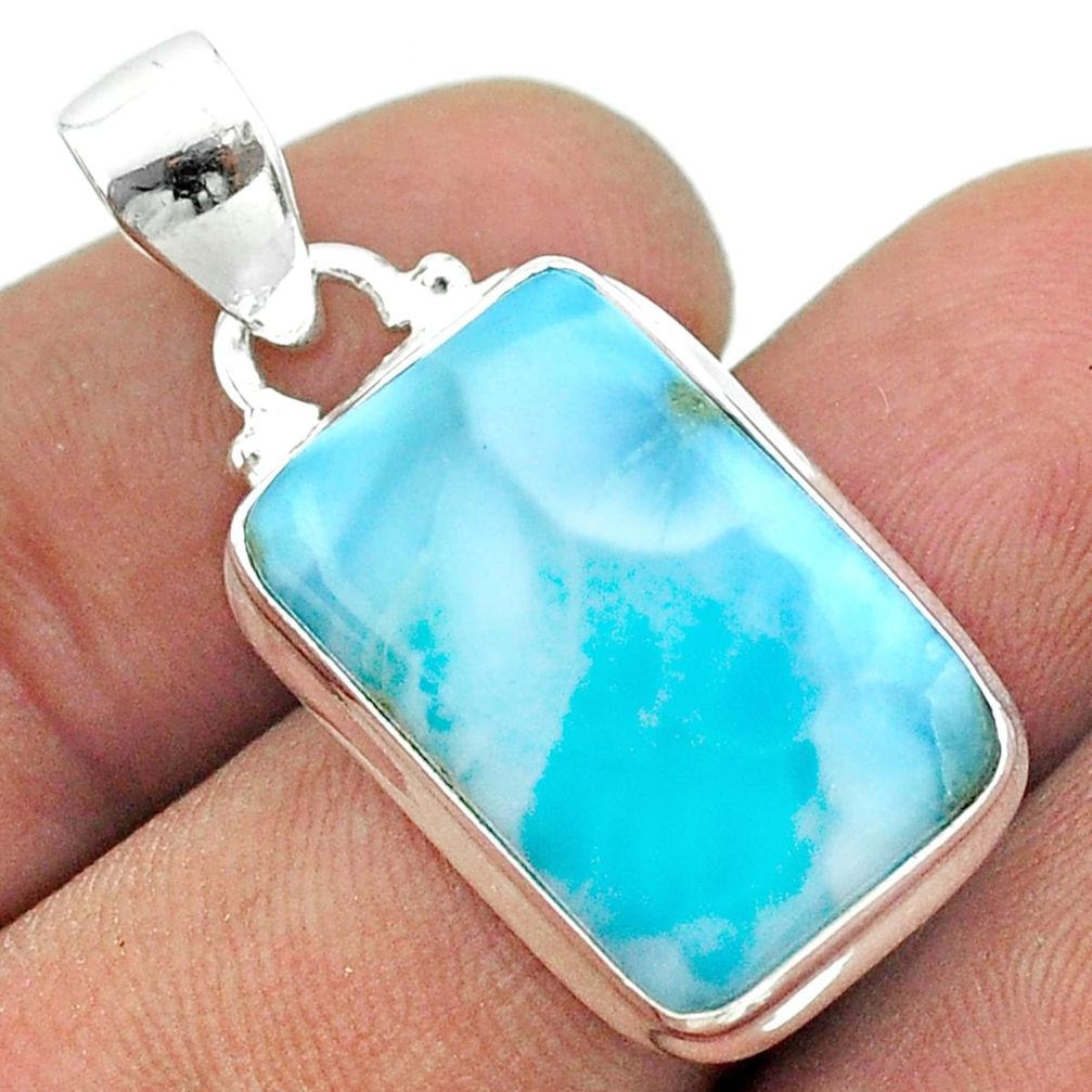 13.13cts natural blue larimar 925 sterling silver pendant jewelry t56543