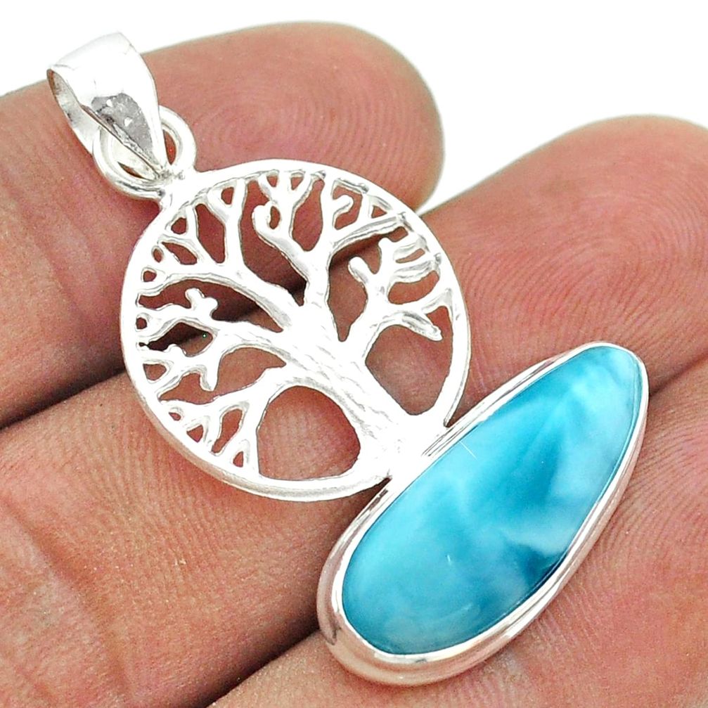9.11cts natural blue larimar 925 sterling silver pendant jewelry t56562