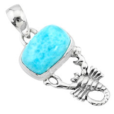 4.06cts natural blue larimar 925 sterling silver scorpion pendant jewelry r72352