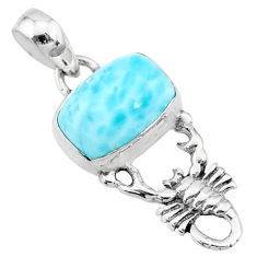 4.06cts natural blue larimar 925 sterling silver scorpion pendant jewelry r72353