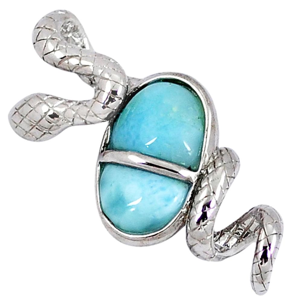 Natural blue larimar 925 sterling silver snake pendant jewelry a40272 c15383