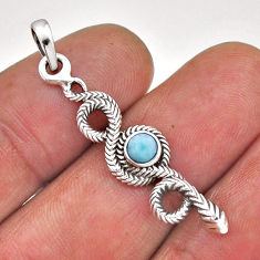 0.34cts natural blue larimar 925 sterling silver snake pendant jewelry n45127