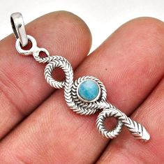 0.34cts natural blue larimar 925 sterling silver snake pendant jewelry n45130