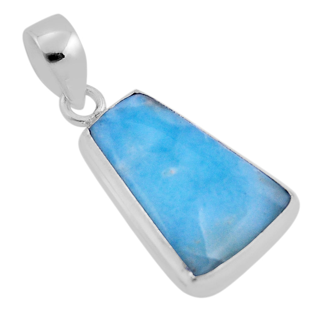 8.78cts natural blue larimar fancy 925 sterling silver pendant jewelry n34181