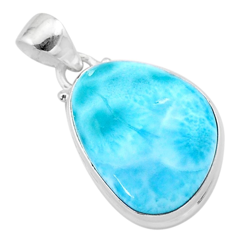 16.06cts natural blue larimar fancy 925 sterling silver pendant jewelry t24406