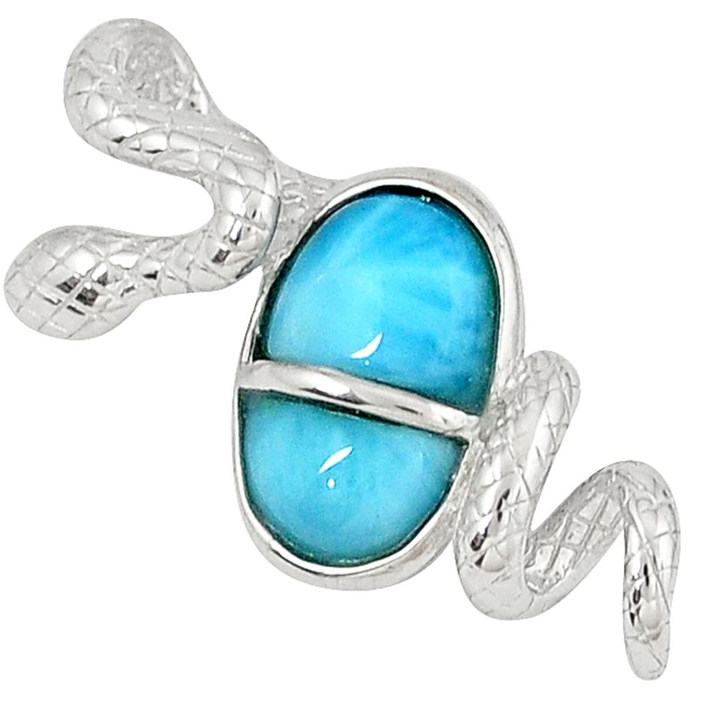 Natural blue larimar fancy 925 sterling silver snake pendant a32897 c15390