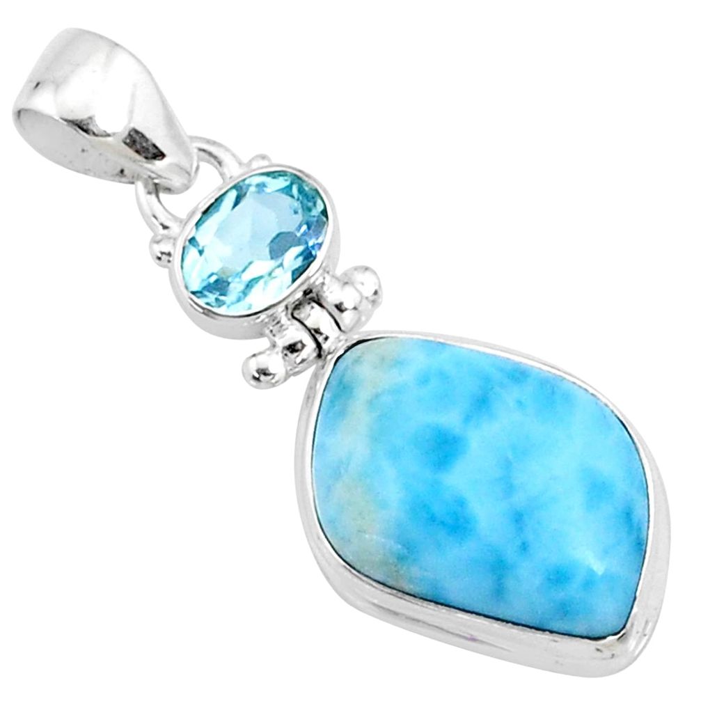 16.20cts natural blue larimar fancy topaz 925 sterling silver pendant r73308