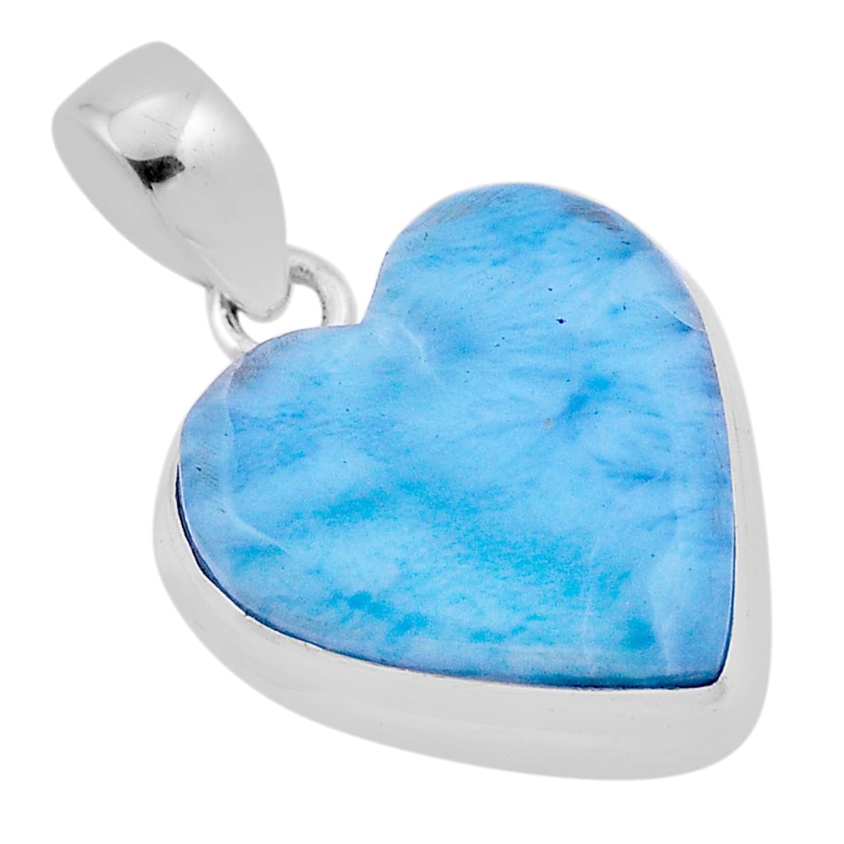 Natural Blue Larimar Heart 925 Sterling Silver Pendant Natural Blue Larimar Heart 925 Sterling Silver Pendant