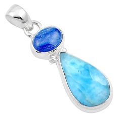 10.71cts natural blue larimar kyanite 925 sterling silver pendant jewelry u15559