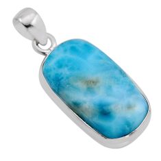 15.29cts natural blue larimar octagan 925 sterling silver pendant jewelry y82989