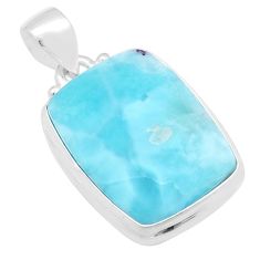 14.62cts natural blue larimar octagan sterling silver pendant jewelry u60304