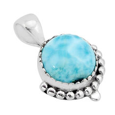 5.22cts natural blue larimar oval 925 sterling silver pendant jewelry y63763