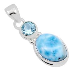 7.87cts natural blue larimar oval topaz 925 sterling silver pendant y45354
