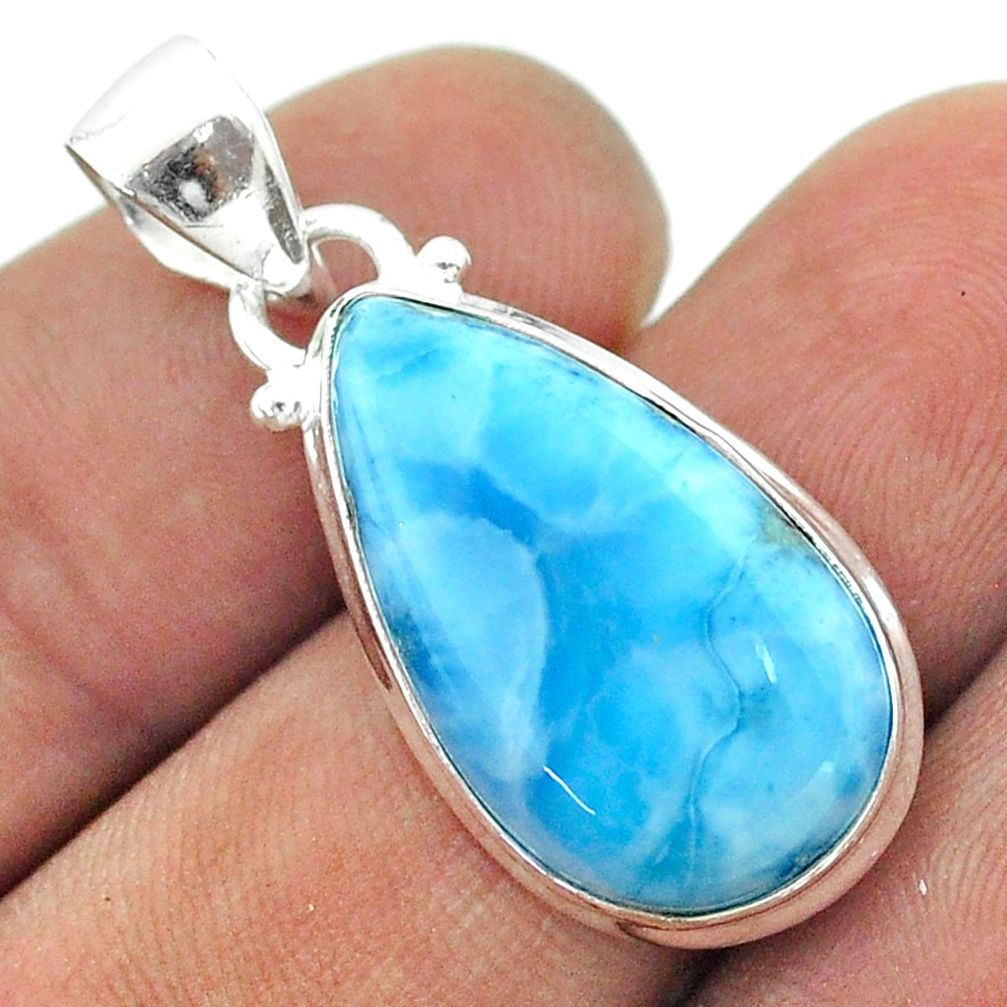 11.69cts natural blue larimar pear 925 sterling silver pendant jewelry t56417
