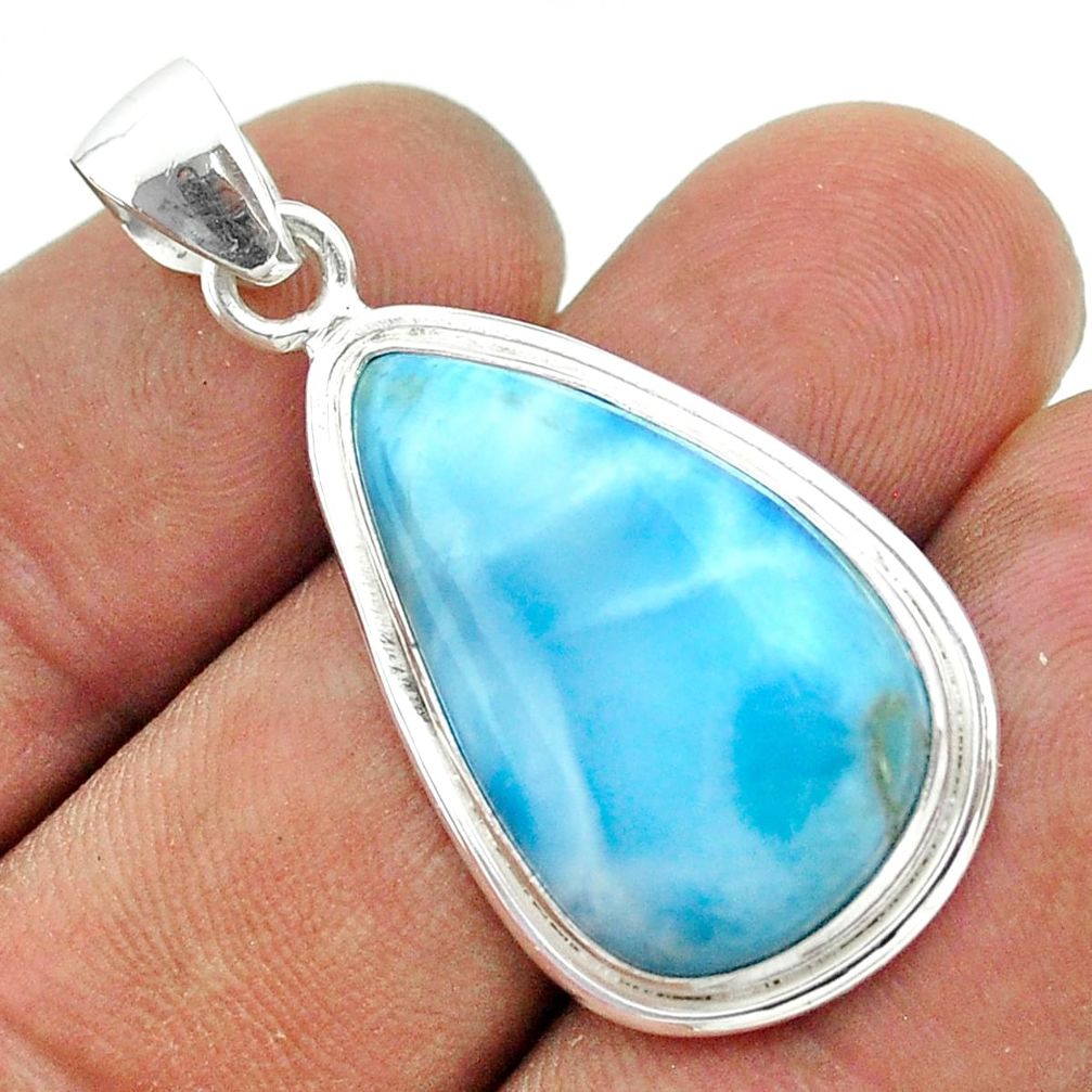 19.23cts natural blue larimar pear 925 sterling silver pendant jewelry t56491