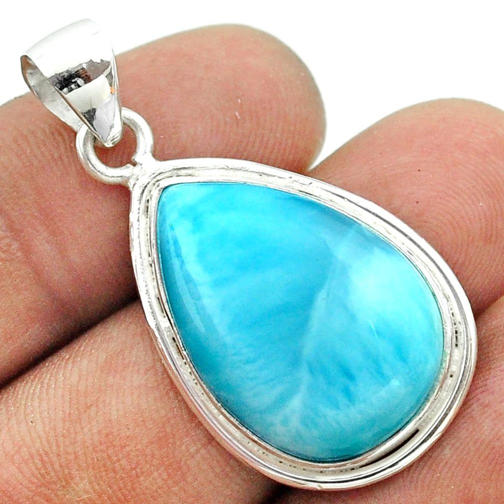 17.93cts natural blue larimar pear 925 sterling silver pendant jewelry t56507