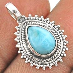 2.50cts natural blue larimar pear 925 sterling silver pendant jewelry t84802