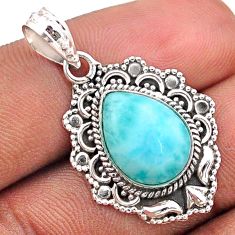 6.10cts natural blue larimar pear 925 sterling silver pendant jewelry t84845