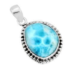 13.87cts natural blue larimar pear 925 sterling silver pendant jewelry y72580