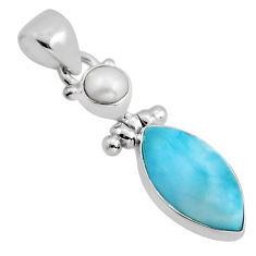 7.52cts natural blue larimar pearl 925 sterling silver pendant jewelry y82228