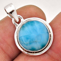 6.58cts natural blue larimar round 925 sterling silver pendant jewelry n41836