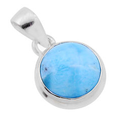 5.54cts natural blue larimar round 925 sterling silver pendant jewelry n43710