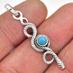 0.37cts natural blue larimar round sterling silver snake pendant jewelry n45128