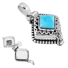 2.74cts natural blue larimar square sterling silver poison box pendant y55650