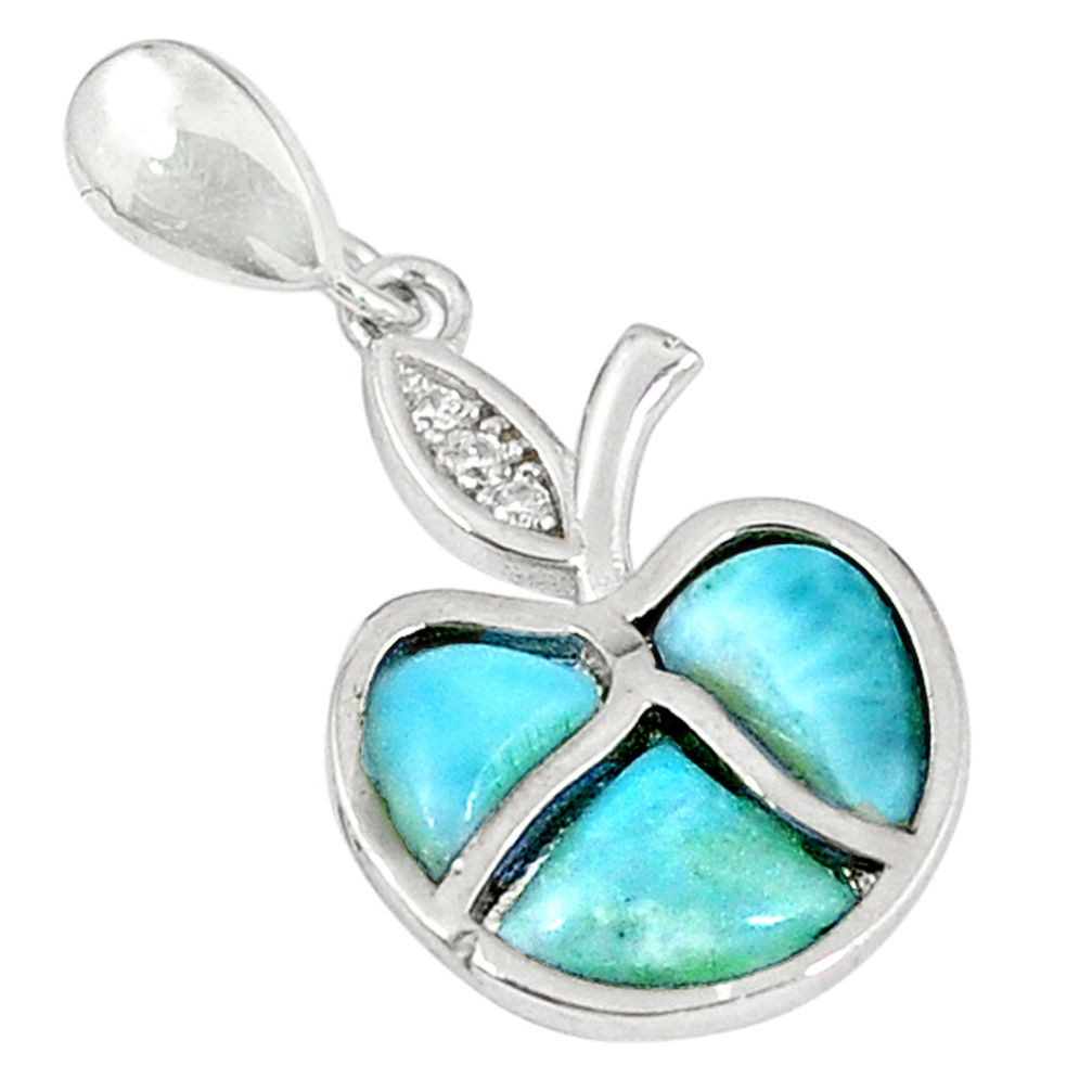 LAB Natural blue larimar topaz 925 sterling silver pendant jewelry a60646 c15349