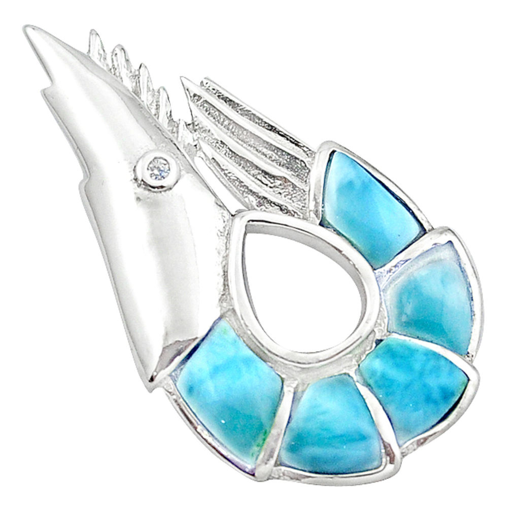 LAB Natural blue larimar topaz 925 sterling silver pendant jewelry a62966 c14160