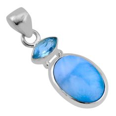 5.43cts natural blue larimar topaz 925 sterling silver pendant jewelry n45443