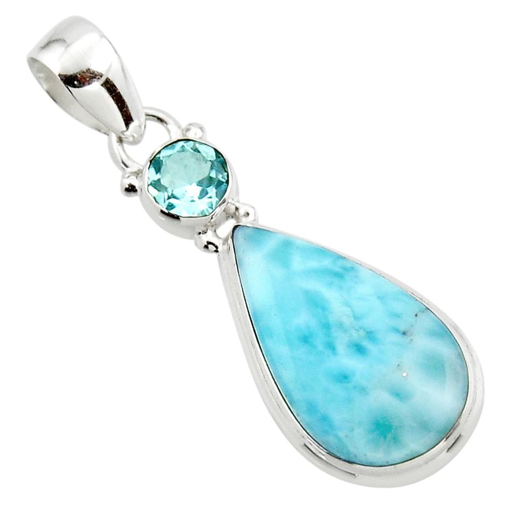 12.70cts natural blue larimar topaz 925 sterling silver pendant jewelry r43744