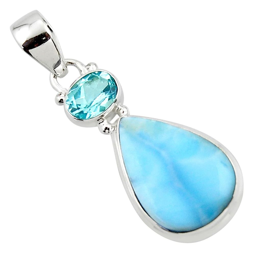 13.20cts natural blue larimar topaz 925 sterling silver pendant jewelry r43752