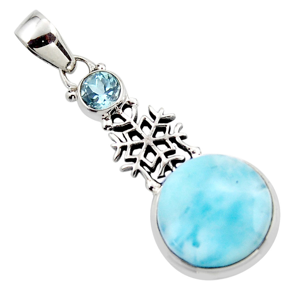15.60cts natural blue larimar topaz 925 sterling silver pendant jewelry r43810