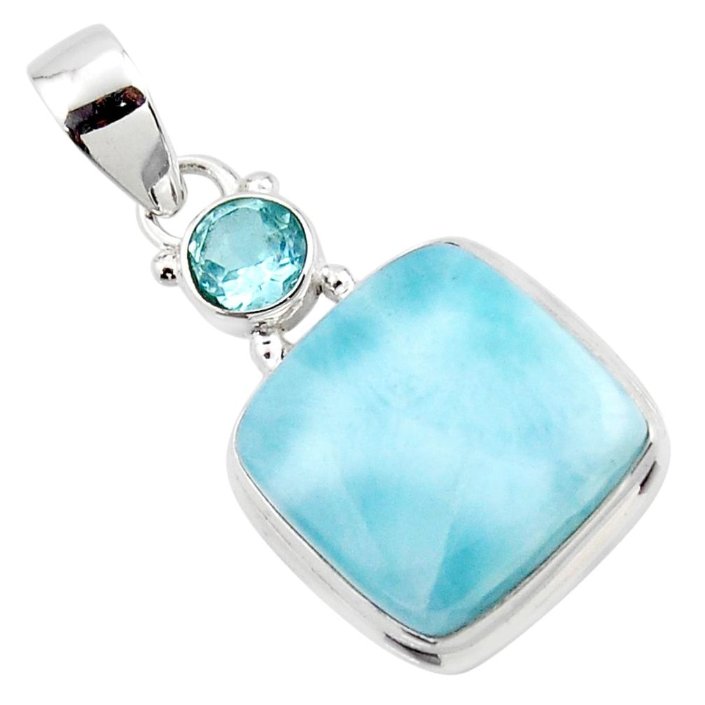 16.48cts natural blue larimar topaz 925 sterling silver pendant jewelry r43818