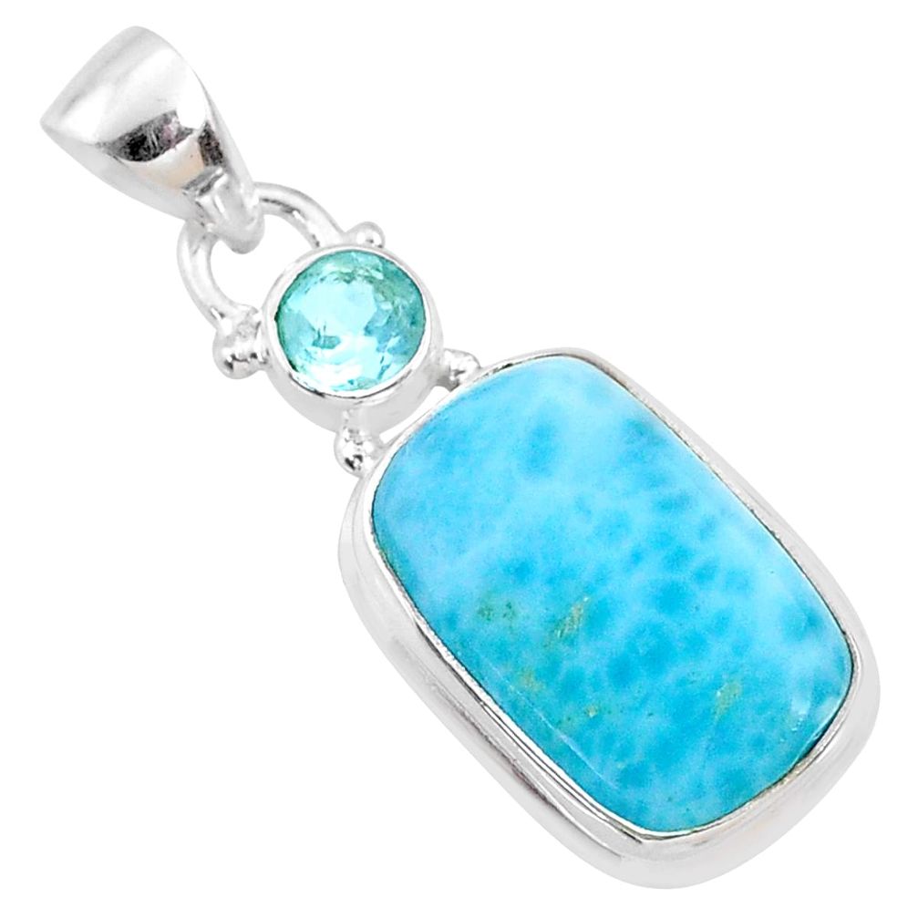 8.40cts natural blue larimar topaz 925 sterling silver pendant jewelry r68037