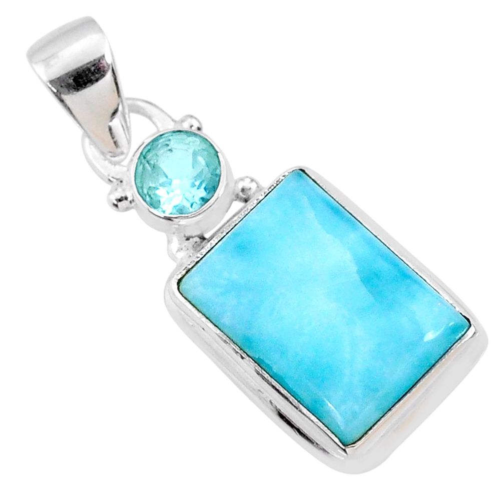 7.17cts natural blue larimar topaz 925 sterling silver pendant jewelry r68038