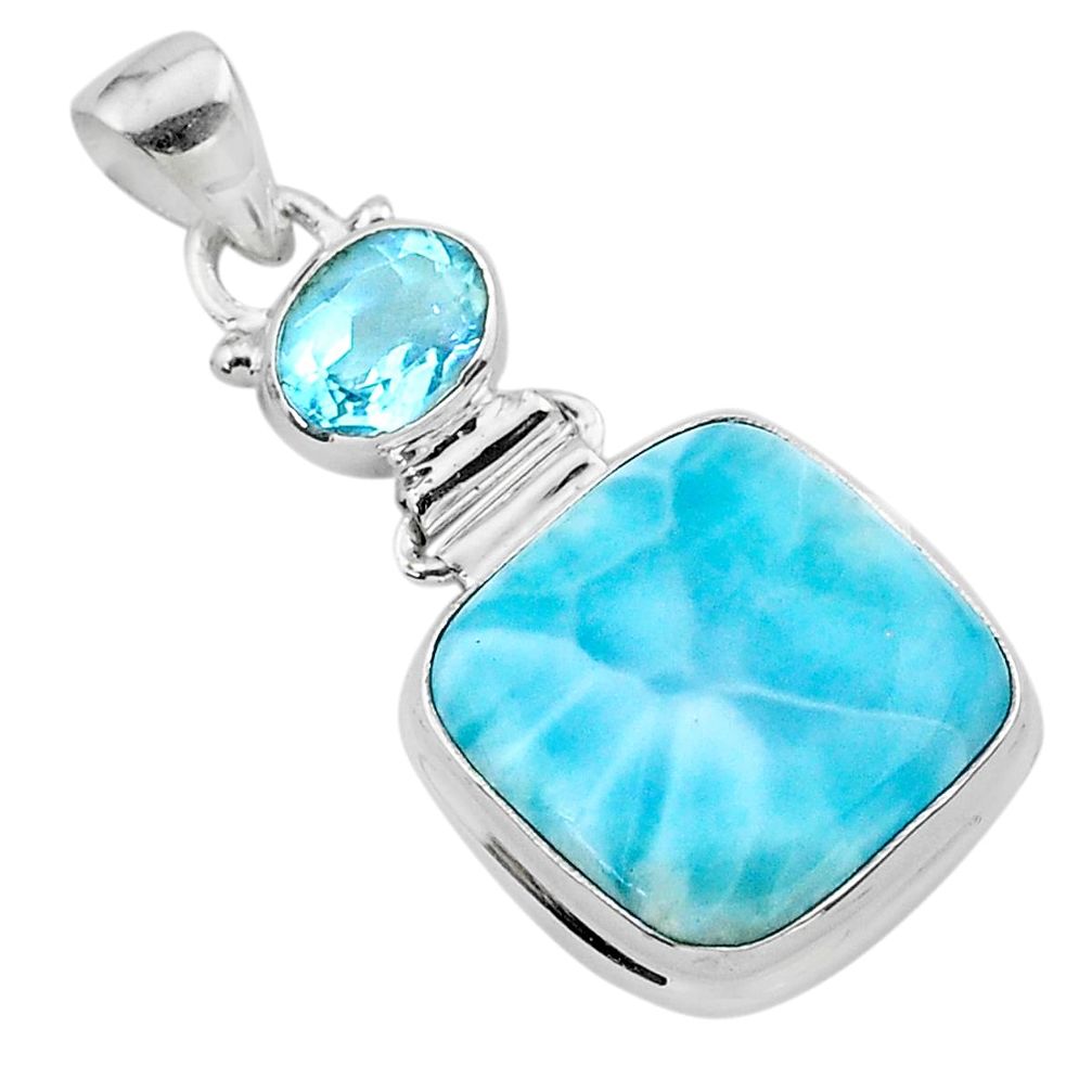 16.54cts natural blue larimar topaz 925 sterling silver pendant jewelry t24517