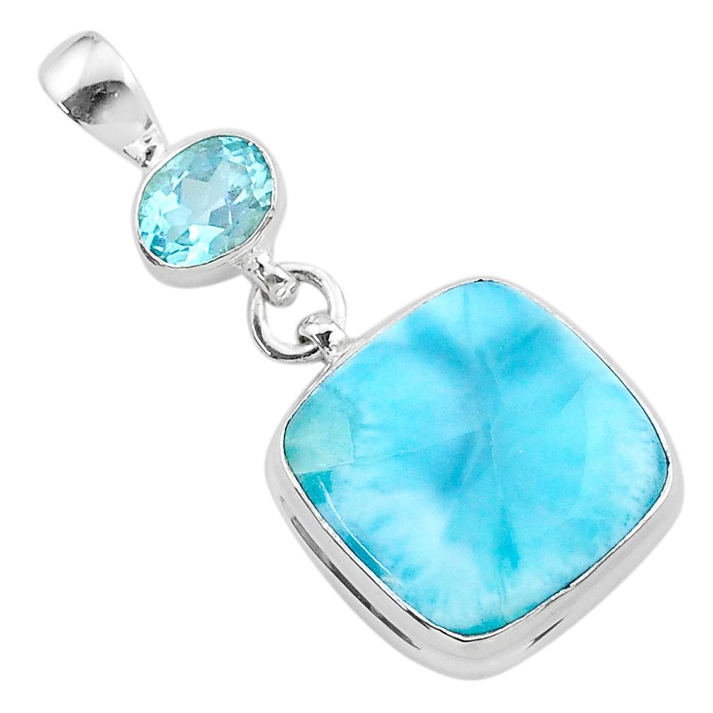 16.03cts natural blue larimar topaz 925 sterling silver pendant jewelry t24541