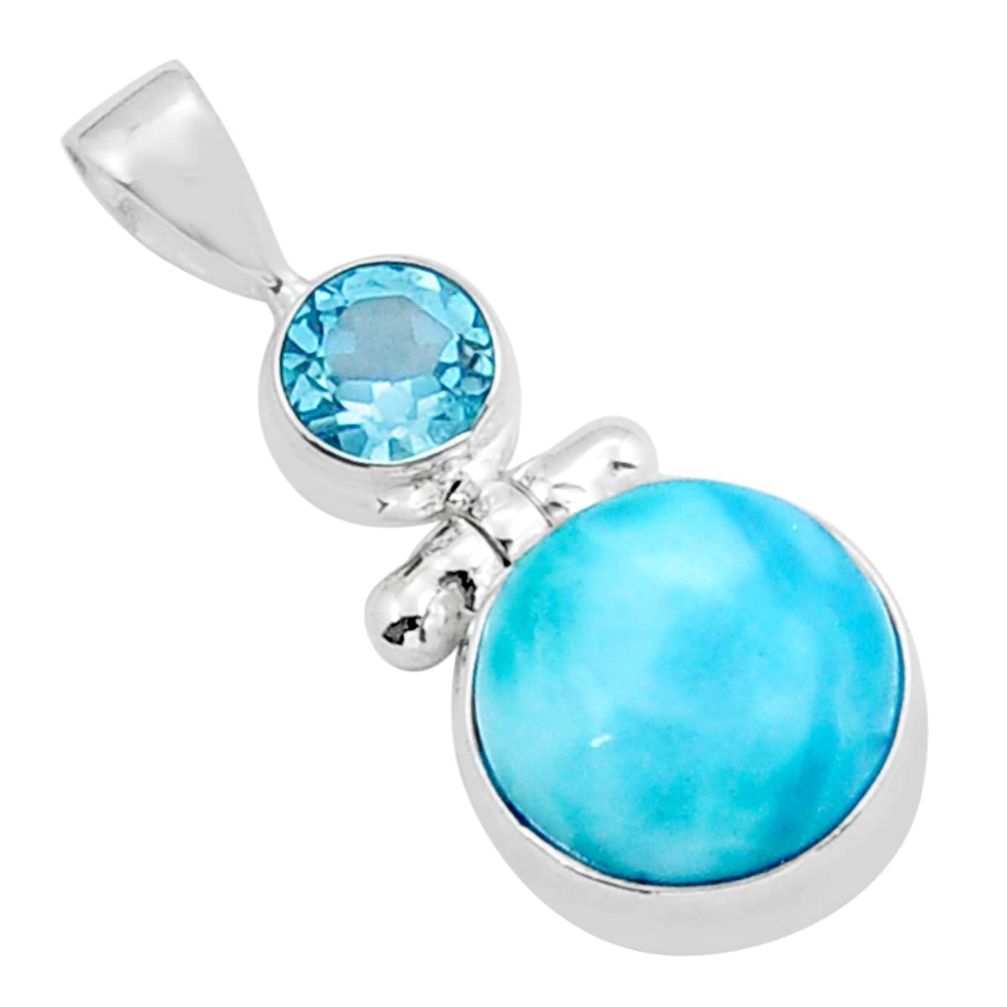 7.51cts natural blue larimar topaz 925 sterling silver pendant jewelry y15796