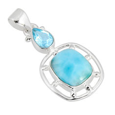 6.27cts natural blue larimar topaz 925 sterling silver pendant jewelry y74044