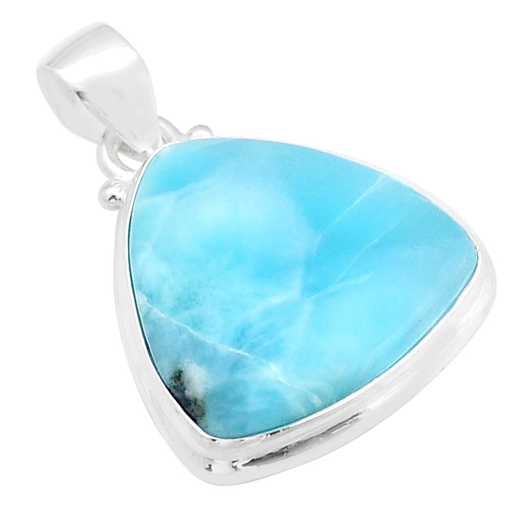 16.87cts natural blue larimar trillion sterling silver pendant jewelry u60305