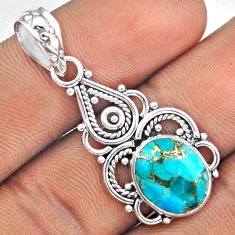 5.03cts natural blue mojave turquoise 925 sterling silver pendant jewelry u7933